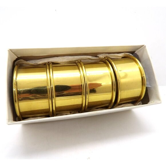 Gold Dinner Napkin Rings Metal Set of Four New - Picture 1 of 3